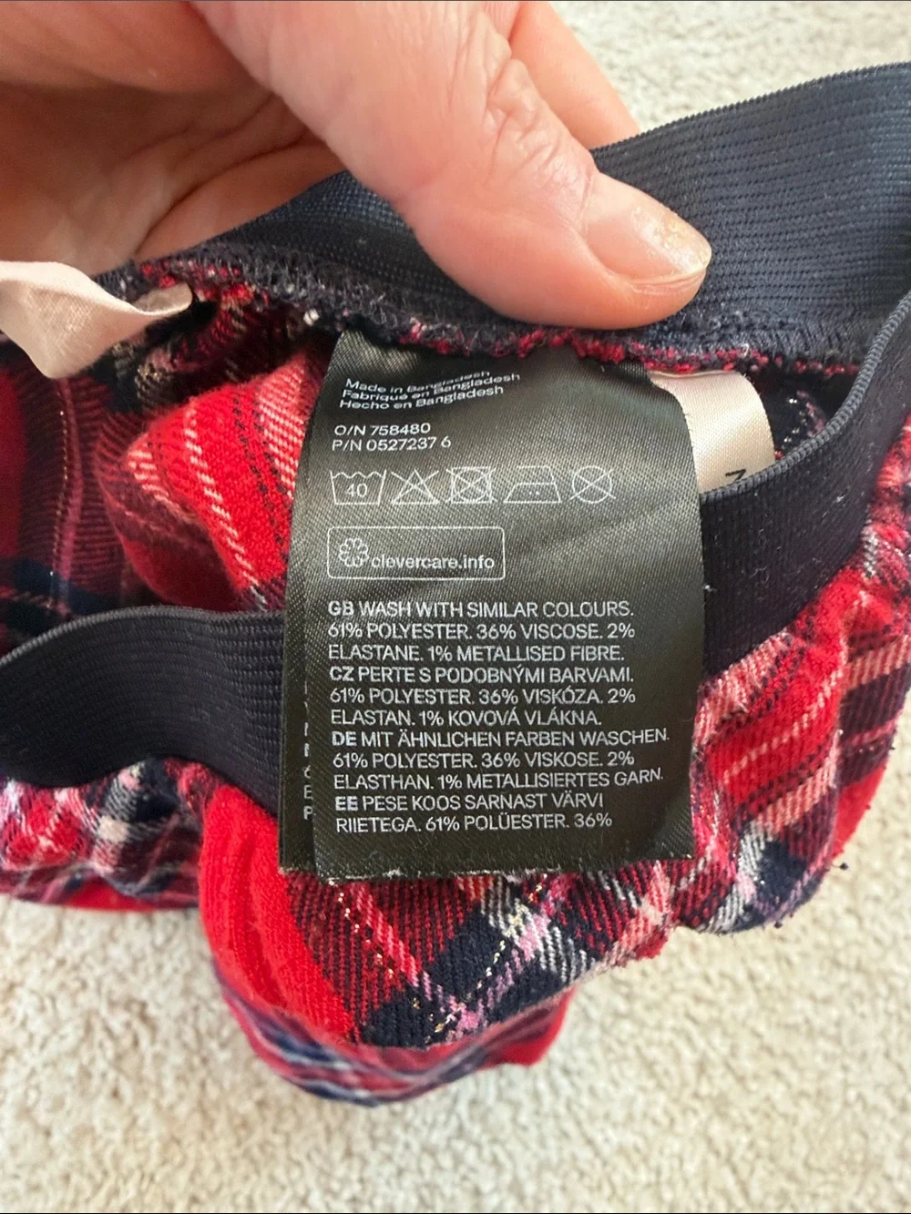 H&M Kids Red Plaid Skater Skirt with Black Waistband